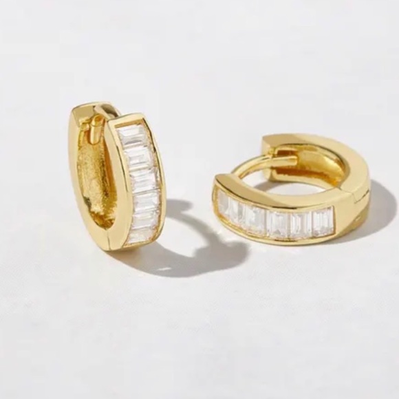 Anthropologie Jewelry - CZ gold plated huggie hoop earrings